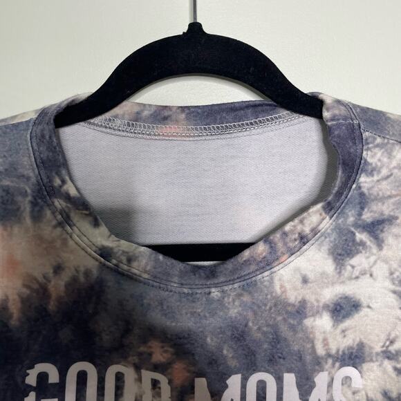 Tie Dye Sweatshirt Good Moms Say Bad Words Print Crewneck Long Sleeve Blue S - Picture 3 of 6